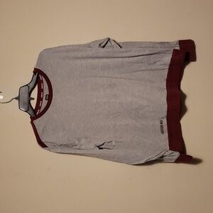 Jason Wu Heather Gray with Burgundy Trim Crewneck Sweater